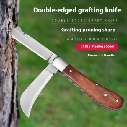Folding Grafting Knife Grafting Tools Grafting Pruning Knife Professional Garden fruit tree Grafting Cutter Wooden Handle Knife