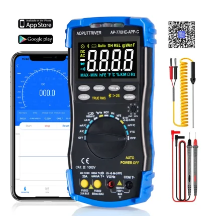 Digital Multimeter, 6000 Counts Pocket Multi Meter, Power Supply Tester for Car, AC/DC Voltage, Current, Temperature, Continuity